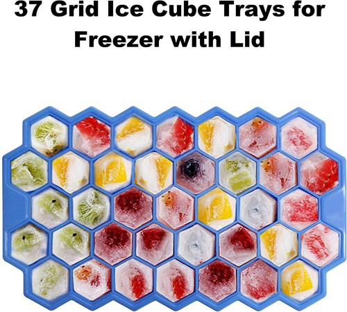 Ice Cube Trays for Freezer with Lid 37 Grid Silicone Case Mold Cocktails Maker - Picture 3 of 6
