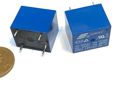2 Pieces  Blue 10A 5 pins SONGLE SRD PCB power Relay SRD-12VDC-SL-C B13