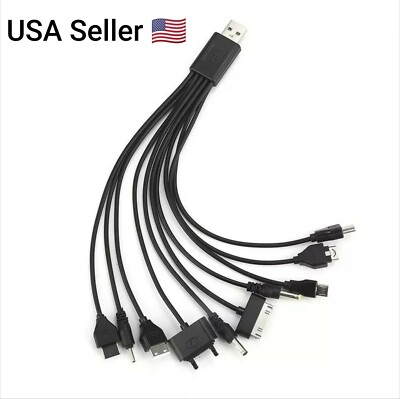 Universal 10 In 1 USB Multi Charger Cable for iPhone Samsung Android Phone New