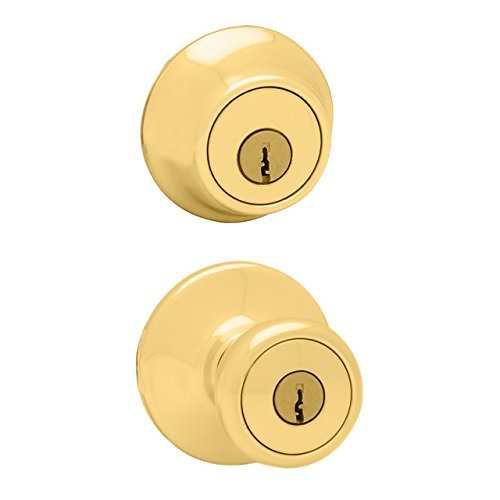 Kwikset 96950163 Polished Brass Entry Door Knob Double Cylinder