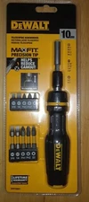 New Tough DeWalt MAX-FIT TELESCOPING SCREWDRIVER 10 PC Multi-Bit Set #DWHT68001