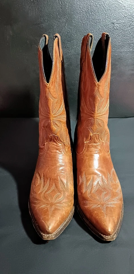 Code West Vtg Men's 11.5 Wings Western Leather Rustic Brown Pointed Cowboy Boots - Image 2 of 4