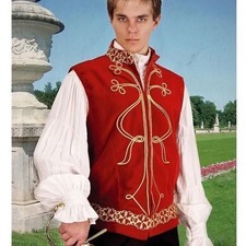 Medieval Nobleman Red Velveteen Jerkin. Perfect For Costume Re-enactment & LARP
