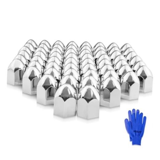 38mm Lug Nut Covers with Flange ABS Chrome Screw-on Nut Covers for Semi 60 PCS