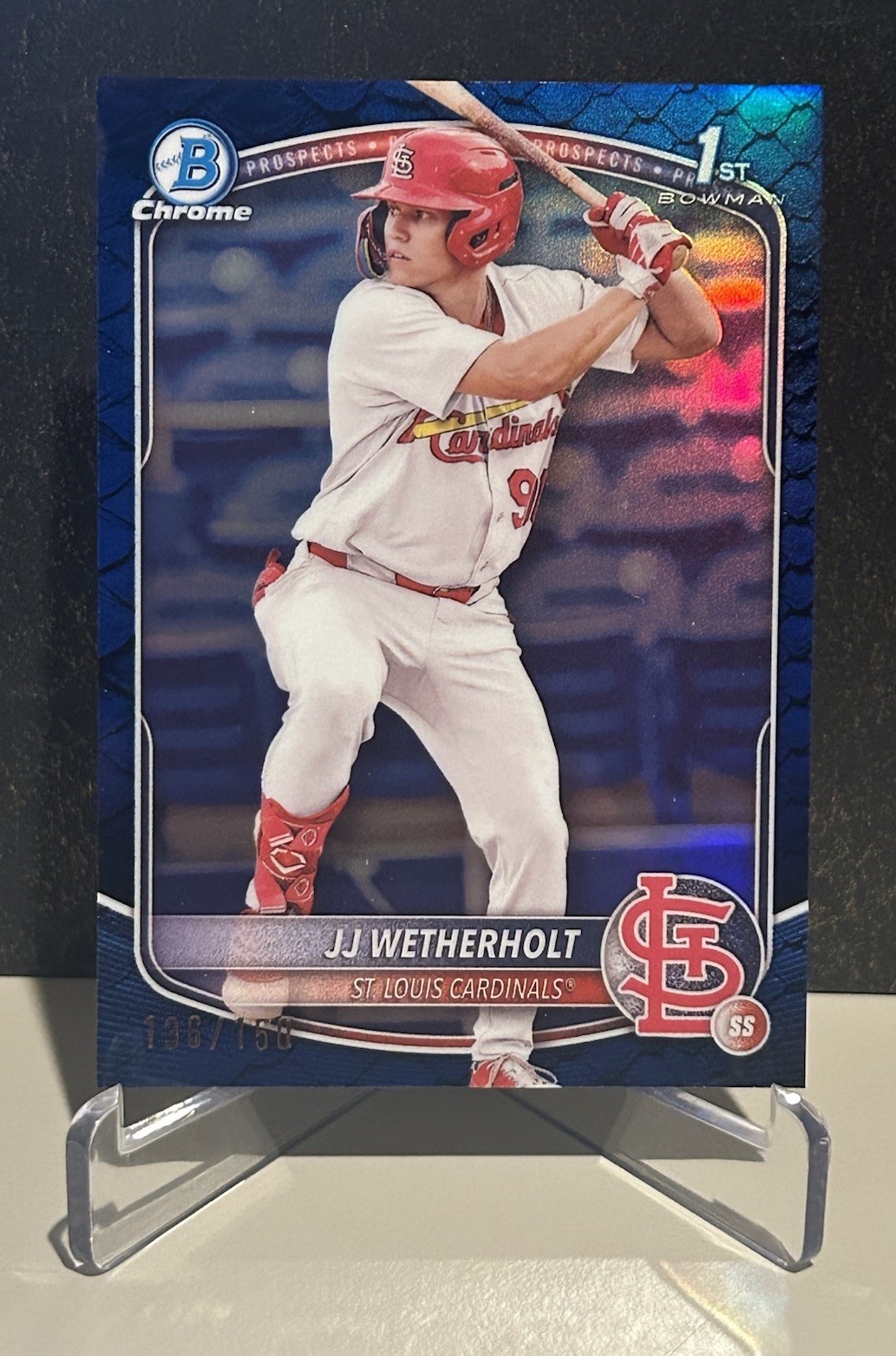 2025 Bowman Chrome JJ Wetherholt 1st #BCP-22 Blue Reptilian Refractor /150