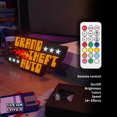 GTA Grand Theft Auto 1997 Logo LED Gaming Lightbox Rgb Light Sign