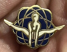 Vintage Gymnastics Lapel Hat Jacket Enamel Pin Blue White  Gold Colored