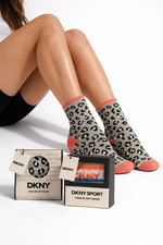DKNY Womens Crew Socks Gift Pack Designer Logo Cotton Blend Sport Socks
