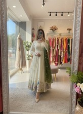 Ethnic Wear Heavy Dola Silk Salwar Kameez With Net Dupatta For Women
