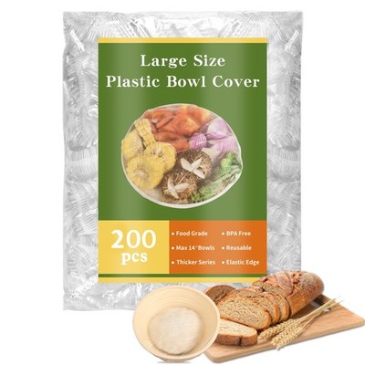 200 Bowl Covers Shower Caps for Sourdough Bread Proofing Large, Clear-200Pcs