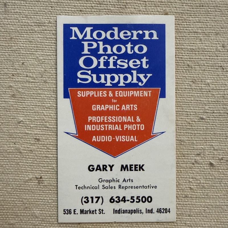 Vintage Business Card Modern Photo Offset Supply Photograph Indianapolis Indiana