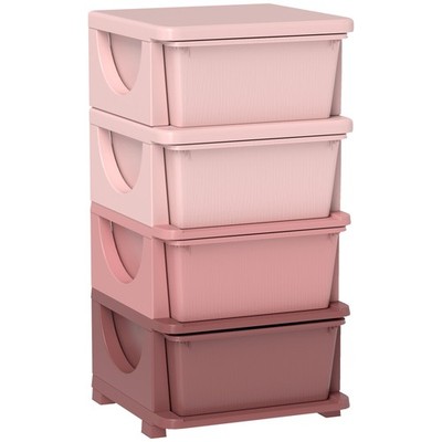 Vierstufige Kinder Aufbewahrungsboxen, Kunststoff Aufbewahrungsboxen mit vier Schubladen, Rosa