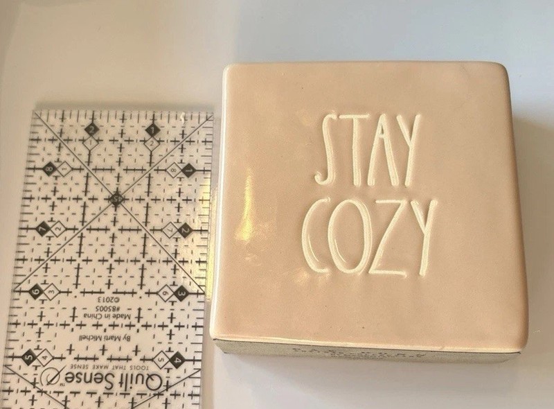 NEW Rae Dunn Stay Cozy Sign Pink Ceramic