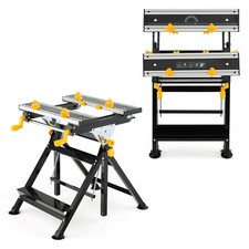 Folding Work Table Portable Workbench W/Tiltable Platform  Adjustable Height
