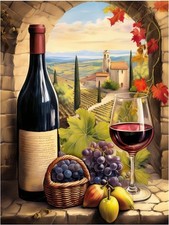 Tile Mural Wine Themed Tuscany Vineyard Kitchen Wall Backsplash Marble Ceramic