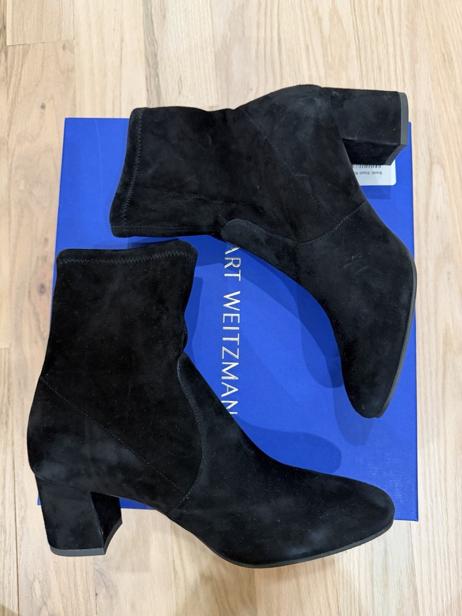 Stuart Weitzman Siggy 60 Black Suede Booties Size 37.5