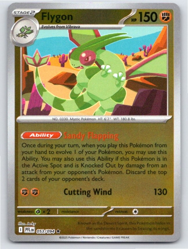 POKEMON FLYGON PHANTASMAL FLAMES 053/094 REVERSE HOLO RARE NM PFL57 FREE S&H