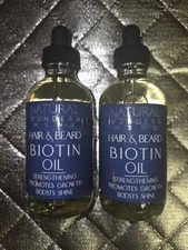 Natural Wunderz Menz Hair & Beard Biotin Oil 4 Fl Oz (Beard Growth) Lot Of 2
