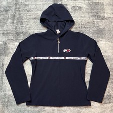 Tommy Sports 90s 3/4 Zip Pullover Navy Blue Womens Sz XL Logo Made In USA