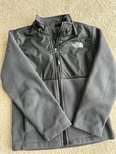 The North Face Unisex Kids Fleece Jacket Gray Black Zip Long Sleeve Size XS