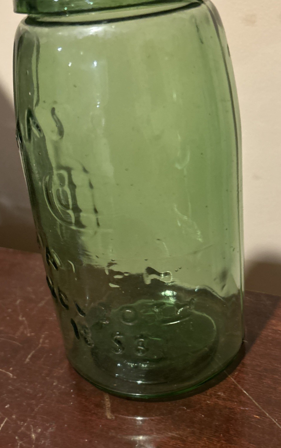 Vintage  Green Quart Mason's Patent Nov 30 1858 Canning Jar Zinc Lid H362