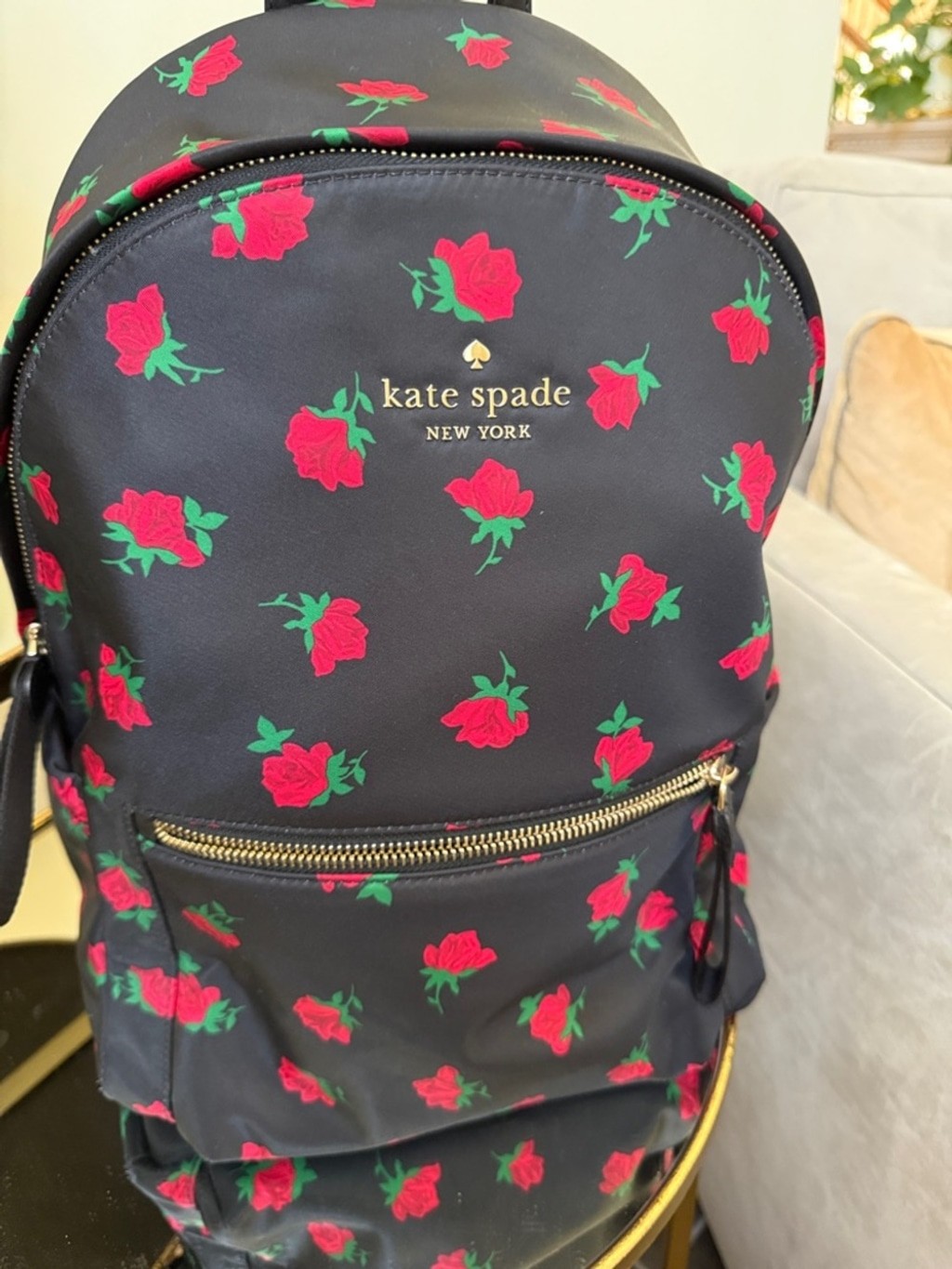 Kate Spade New York Chelsea Rose Toss Black Floral Large Backpack NWOT image 6