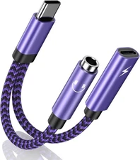 USB C Samsung S25 Edge Headphone Adapter for Galaxy S24 S23 FE S22 Purple 