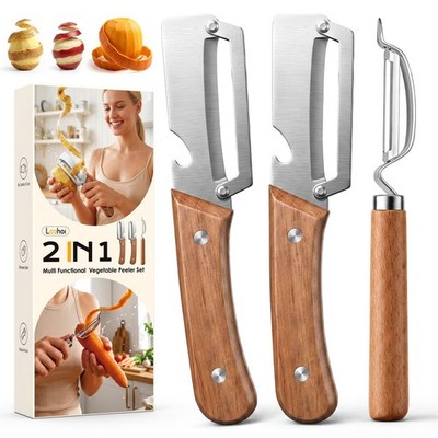 3-Pack Multi-Functional Vegetable Peeler for Kitchen, Ultra Sharp Stainless S...