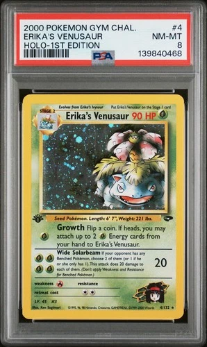 2000 POKEMON GYM CHALLENGE HOLO-1ST ED #4 ERIKA'S VENUSAUR PSA 8