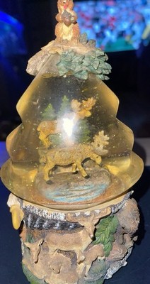 Beautiful Vintage Musical Snow Globe With Deer And Eagle
