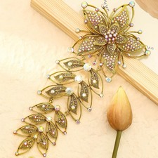 7.95  Clear AB Rhinestone Crystal Rose Flower Bride Bridesmaid Brooch Pin