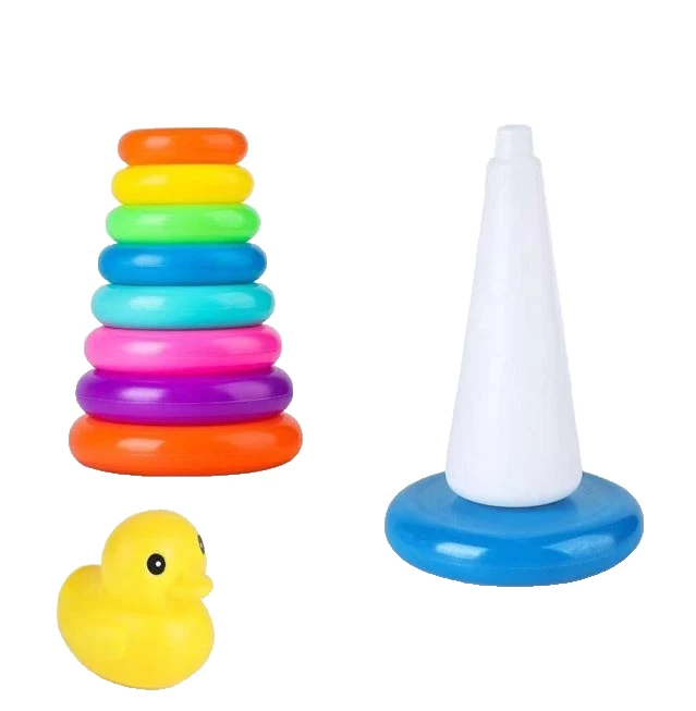 Rainbow Tower Duck Ring NEW Rock-a-Stack Baby Toddler Stacking Toy Multicolor - Image 2 of 4