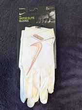 NIKE VAPOR ELITE BASEBALL BATTING GLOVES WHITE - SIZE: MEDIUM