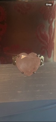 Rosenquarz Herz Ring, Sterlingsilber, Größe 9, Maßanfertigung für Salbei Göttin
