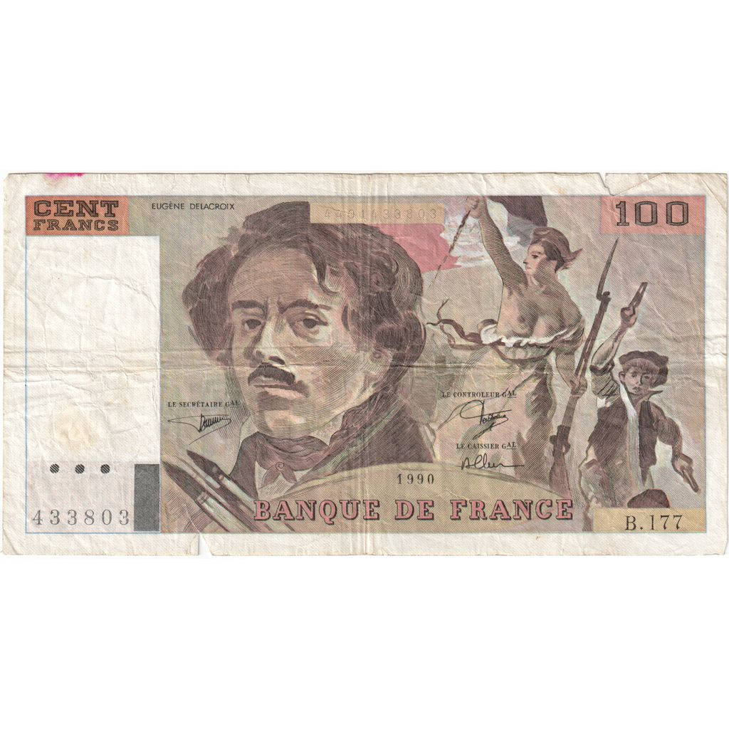 Bayou フランス語1枚 1292753] France, 100 Francs, Delacroix, B.177, VF | eBay