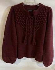 Moda International Sweater Wool Blend Burgundy Women’s L