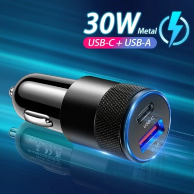 For Samsung A02s A03s A13 A33 A53 A52s 30W Fast Charge USB PD Type-C Car Charger
