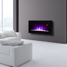2022 TRUFLAME 7 COLORI LED NERO VETRO PIATTO ELETTRICO A PARETE FUOCO