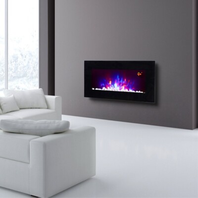 2026 TRUFLAME  7 FARBEN LED SCHWARZ 72 CM BREIT GLAS FLACH ELEKTRISCH WANDKAMIN