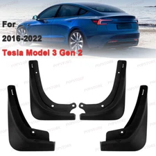 For Tesla Model 3 Mud Flaps, No Drill, Front & Rear Set, Matte Black, 2016-2022