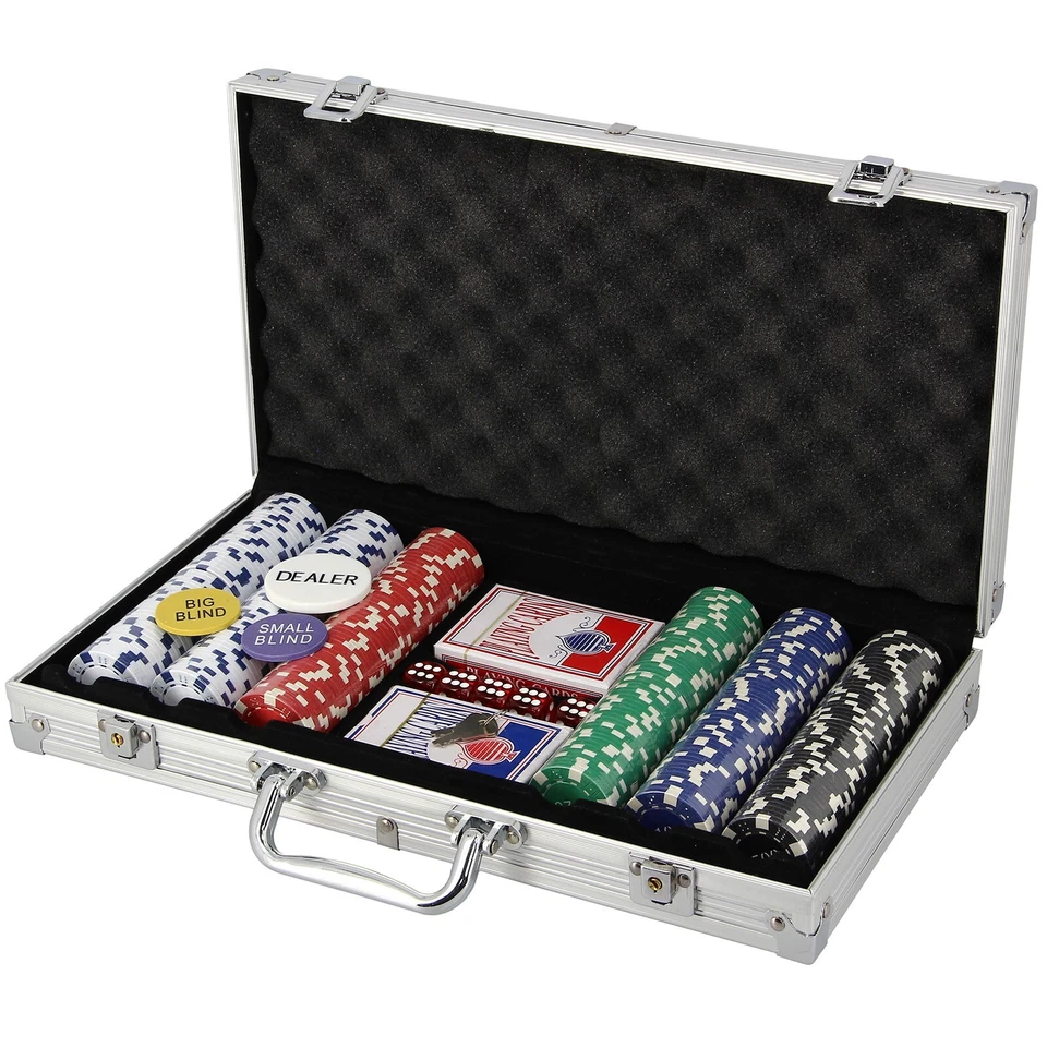 Casino Poker Full Set Chips Professional Texas Hold'em Blackjack & Table Mat - Image 3 of 4