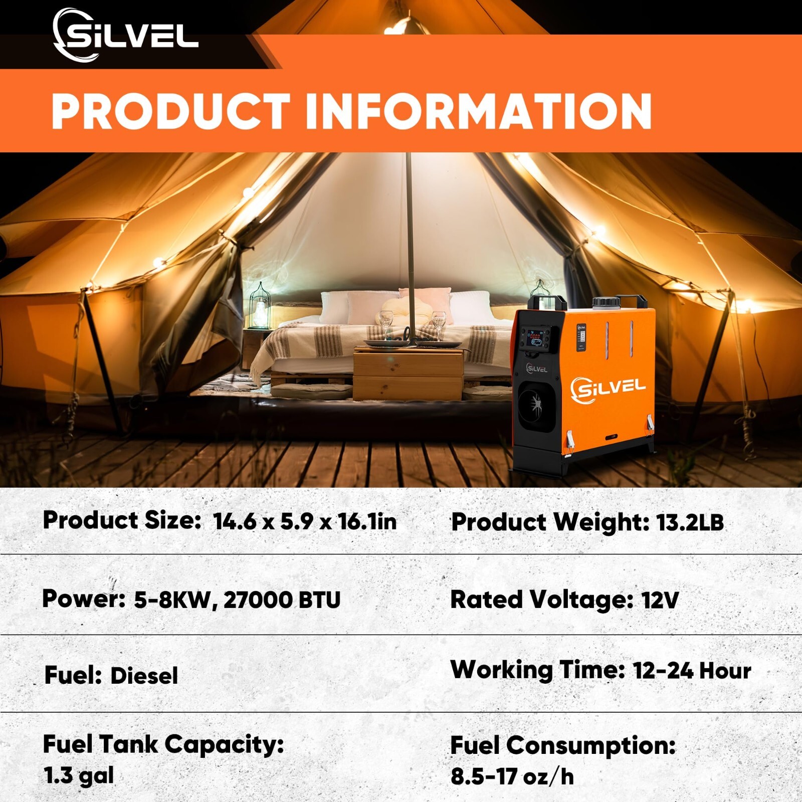 12V 8KW Diesel Heater, AllinOne Diesel Air Heater, Portable Diesel