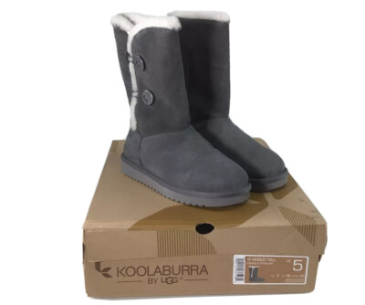 UGG Koolaburra Kinslei Suede Button Tall Boots Stone Grey Women's Size US  5M