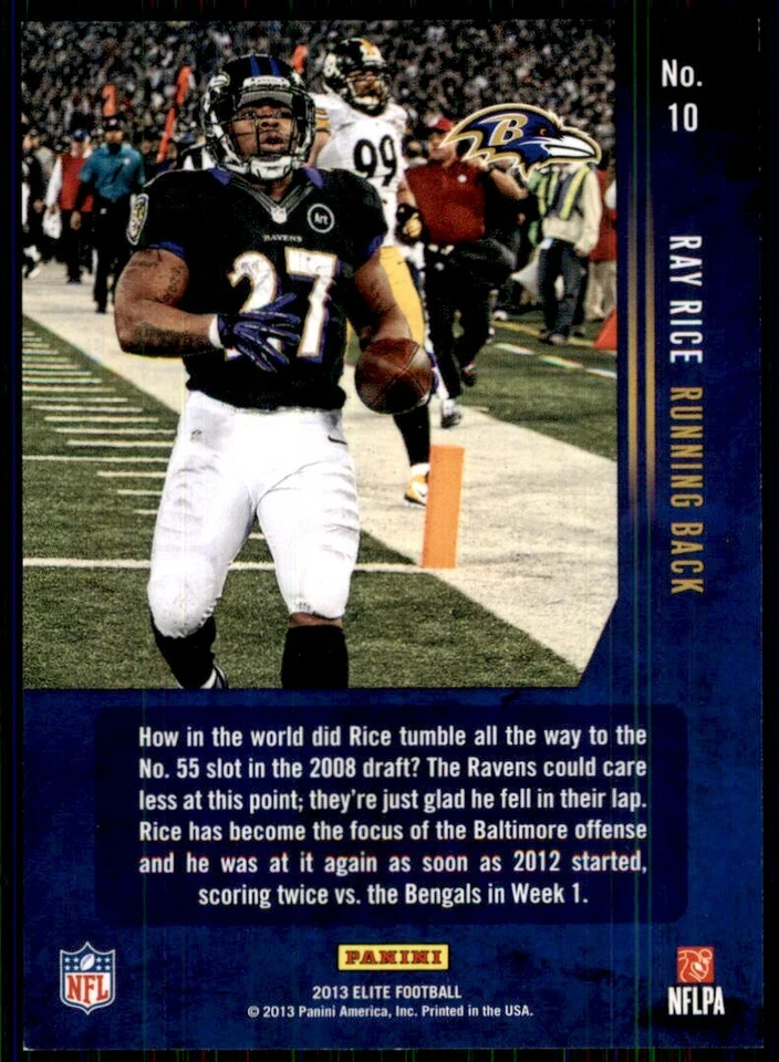 2013 Panini Elite Zoning Commission Silver Ray Rice Baltimore Ravens #10 - Image 2 of 2