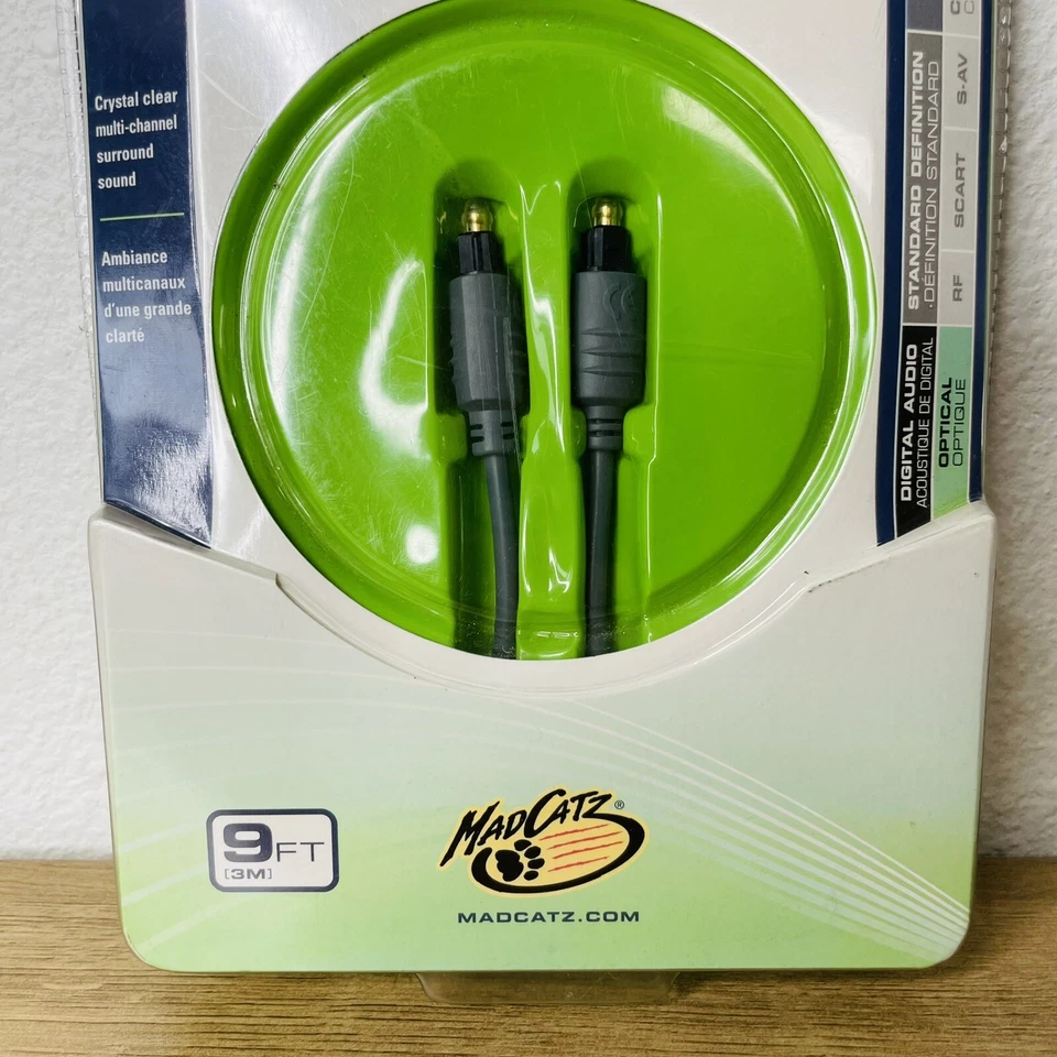 Vtg MadCatz Pro Series Optical Cable Xbox 360 9ft Digital Audio Sound Sealed NEW - Image 3 of 4