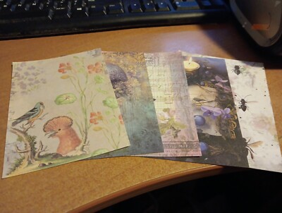 5X SHEETS NOSTALGIC/VINTAGE FOR SCRAPBOOKING/JOURNALS  +/- 13X9 CM (VIN999)