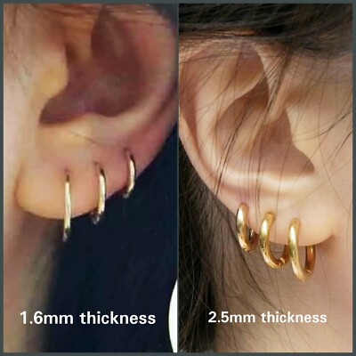 Pair/set Stainless Steel Round Hoop Earrings Sleeper Hoops 8mm,10mm,12mm 