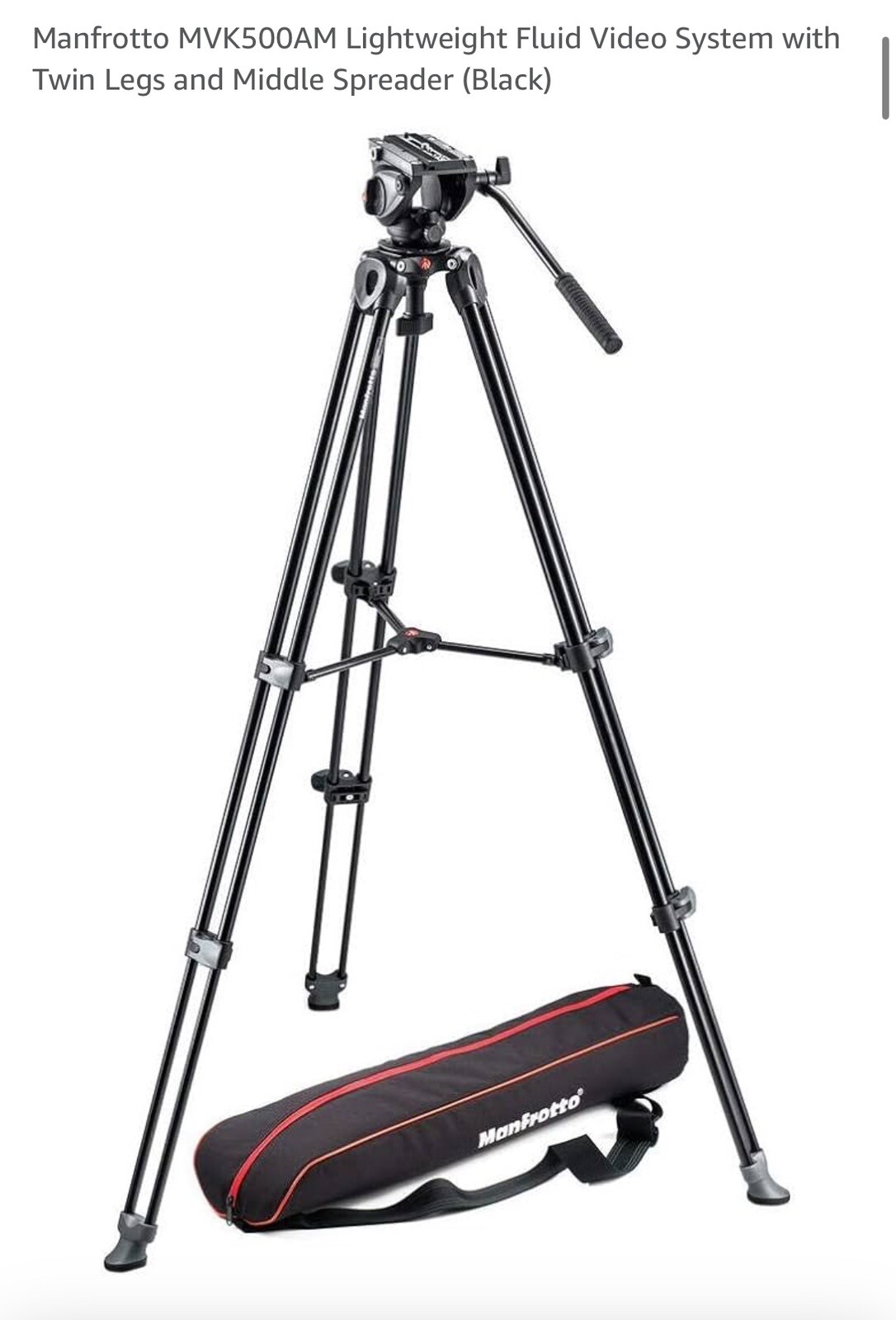 Manfrotto Camcorder Stand Fluid Head +  Telescopic Tripod & Carrying Bag-image