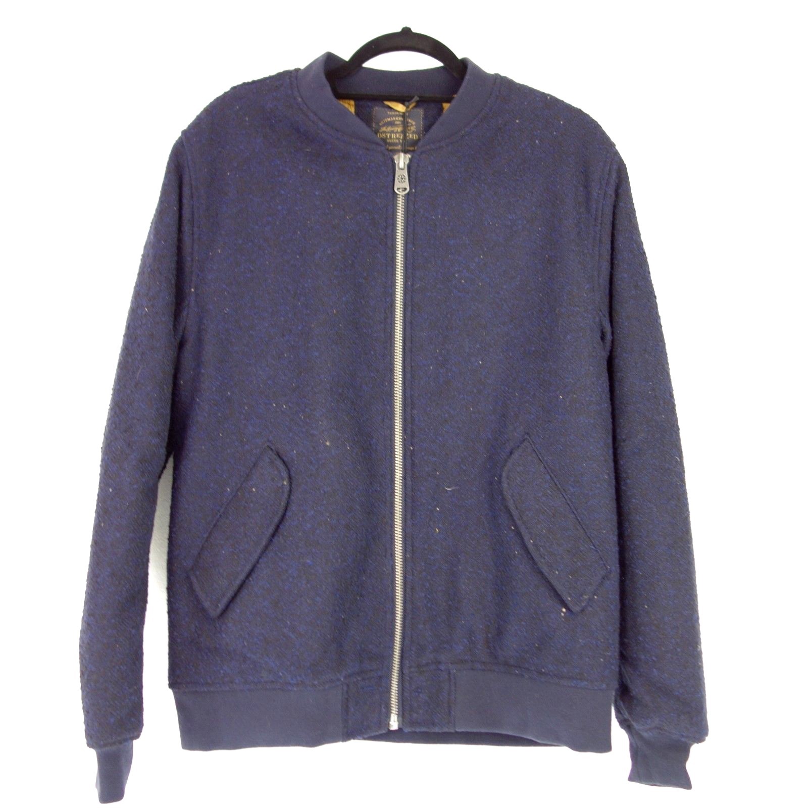 Утепленная куртка-бомбер Jacke Herren Blau из плотной шерсти в елочку Np 199 Neu