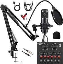 CONDENSER MICROPHONE HOME STUDIO RECORDING KIT PODCAST MUSIC MIXER SOUND CARD